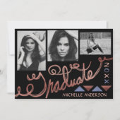 2023卒業パーティーバラ金ゴールドタイポグラフィ写真 招待状 (正面)