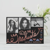 2023卒業パーティーバラ金ゴールドタイポグラフィ写真 招待状 (スタンド正面)