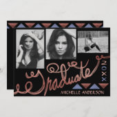 2023卒業パーティーバラ金ゴールドタイポグラフィ写真 招待状 (正面/裏面)