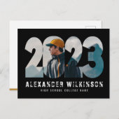 2023台本モダンはっきりしたの写真シンプルの卒業 案内ポストカード (正面/裏面)