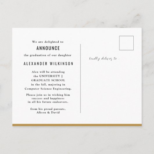 2023台本モダンはっきりしたの写真シンプルの卒業 案内ポストカード (裏面)