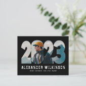 2023台本モダンはっきりしたの写真シンプルの卒業 案内ポストカード (スタンド正面)