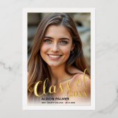 2023実在年の金ゴールドフォイル写真教室 箔招待状 (正面)