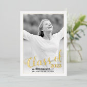 2023実在年の金ゴールドフォイル写真教室 箔招待状 (立ち正面)