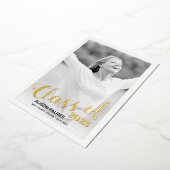 2023実在年の金ゴールドフォイル写真教室 箔招待状 (回転した状態)