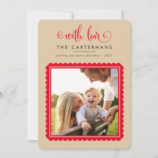 2023家族の写真かわいいエレガントホタテのフレーム砂 シーズンカード (正面)