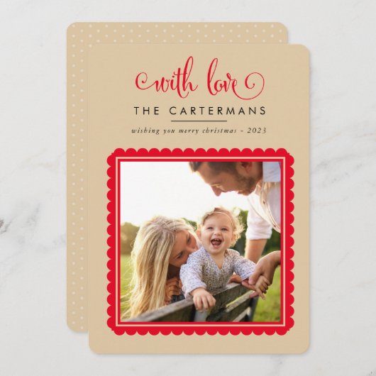 2023家族の写真かわいいエレガントホタテのフレーム砂 シーズンカード (正面/裏面)