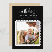 2023家族の写真かわいいエレガントホタテ白黒 シーズンカード (正面/裏面)