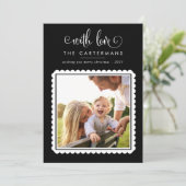 2023家族の写真かわいいエレガントホタテ白黒 シーズンカード (スタンド正面)