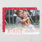 2023家族の写真の子供たちモダンうれしそうなハート赤 案内状 (正面/裏面)