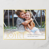 2023家族の写真の子供たちモダンうれしそうなハート赤 箔シーズンカード (正面)