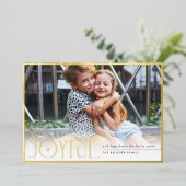 2023家族の写真の子供たちモダンうれしそうなハート赤 箔シーズンカード (立ち正面)