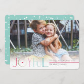 2023家族の写真の子供たちモダンうれしそうなハート 案内状 (正面/裏面)