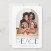 2023家族の写真ミニマルなアーチピースブルー 案内状 (正面)