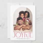 2023家族の写真ミニマルなアーチ喜び赤 案内状 (正面)