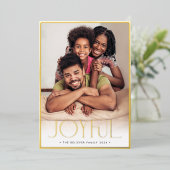 2023家族の写真ミニマルモダンリストJOYFUL RED 箔シーズンカード (立ち正面)