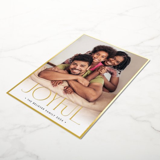 2023家族の写真ミニマルモダンリストJOYFUL RED 箔シーズンカード (回転した状態)