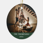 2023家族エレガント写真ミニマルなダークグリーン セラミックオーナメント (左)