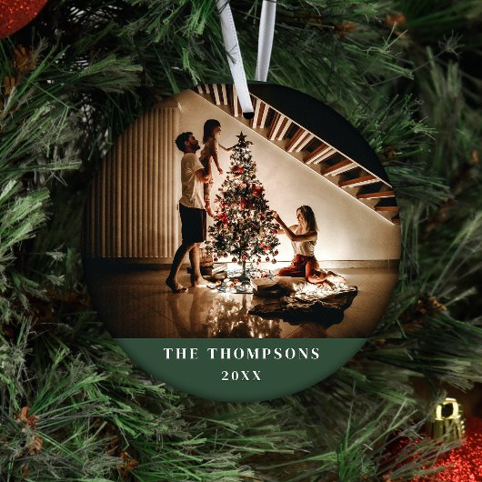 2023家族エレガント写真ミニマルなダークグリーン セラミックオーナメント