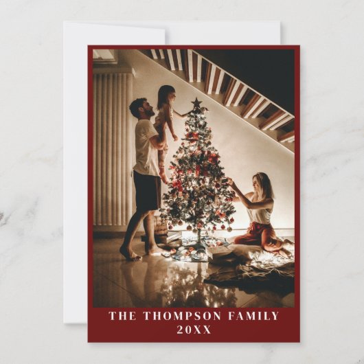 2023家族スタイリッシュ写真ミニマルな濃い赤 シーズンカード (正面)