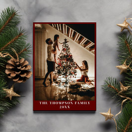 2023家族スタイリッシュ写真ミニマルな濃い赤 シーズンカード