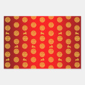 2023年うさぎの赤と金ゴールド ラッピングペーパーシート (正面3)