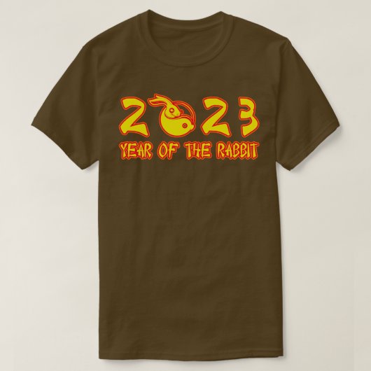 2023年うさぎネオンイエロー文字 Tシャツ (デザイン正面)