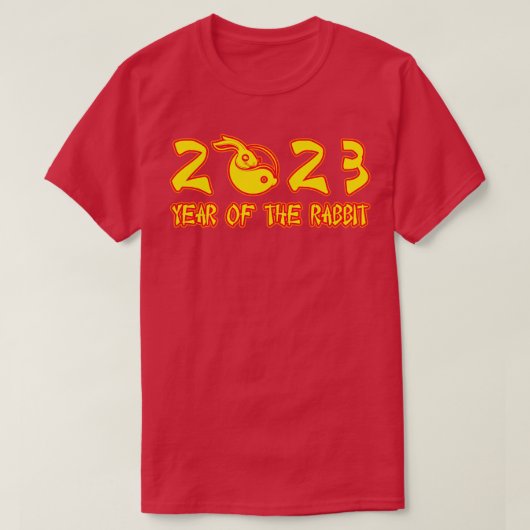 2023年うさぎネオンイエロー文字 Tシャツ (デザイン正面)