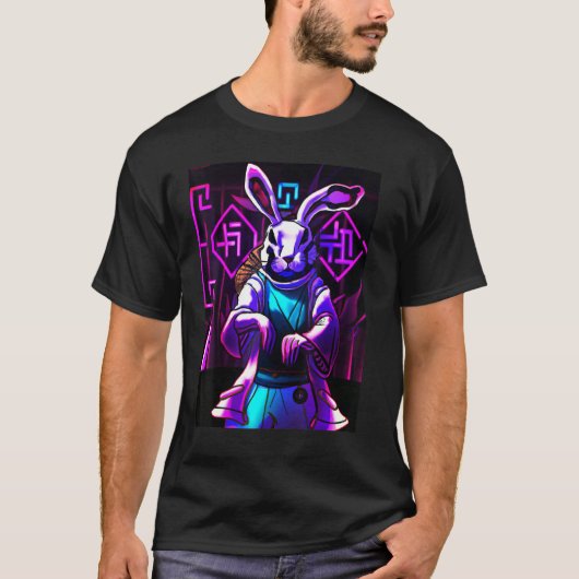 2023年うさぎ中国の合成波の年 Tシャツ (正面)