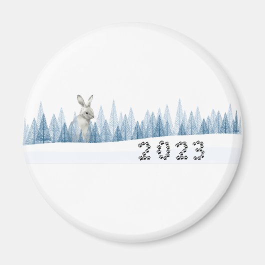 2023年うさぎ年、年賀磁石 マグネット (正面)