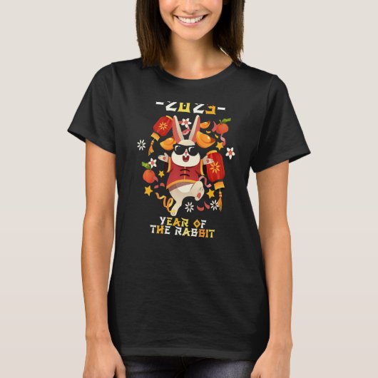 2023年うさぎ幸せ新年中国のRA Tシャツ (正面)