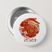 2023年うさぎ、幸せな新年 缶バッジ (正面&裏面)
