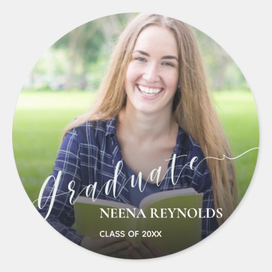 2023年かわいいクラス写真卒業発表 ラウンドシール (正面)