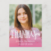 2023年かわいいピンクのクラス卒業写真ありがとう ポストカード (正面)