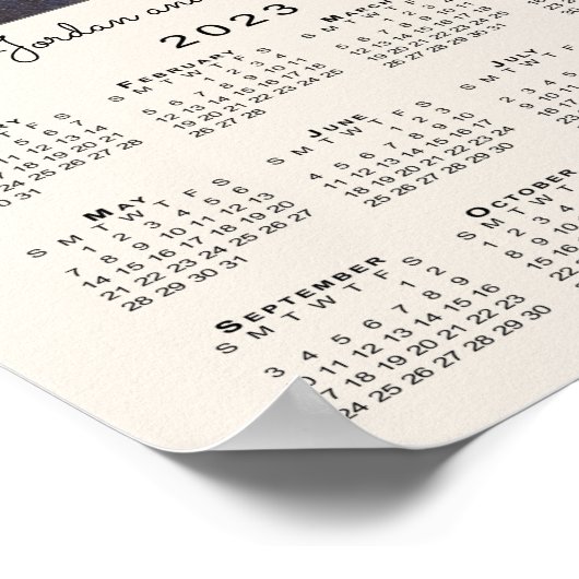 2023年のカレンダーとBeigeの写真と名前 ポスター (角)