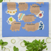 2023年のカレンダー茶ゴシップティーカップをこぼす キッチンタオル (折り畳み)