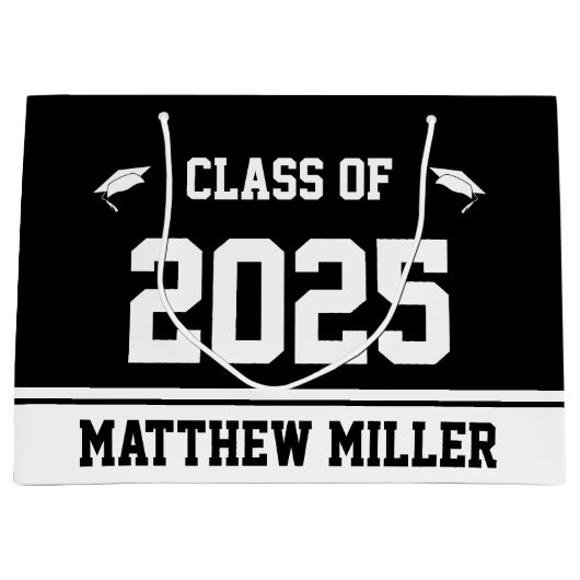 2023年のクラスと白黒テンプレートの名前 ラージペーパーバッグ (正面)