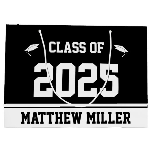 2023年のクラスと白黒テンプレートの名前 ラージペーパーバッグ (裏面)