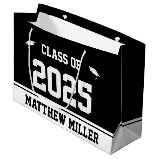 2023年のクラスと白黒テンプレートの名前 ラージペーパーバッグ (正面アングル)