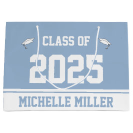 2023年のクラスと赤ちゃん青と白の名前 ラージペーパーバッグ