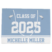 2023年のクラスと赤ちゃん青と白の名前 ラージペーパーバッグ (裏面)