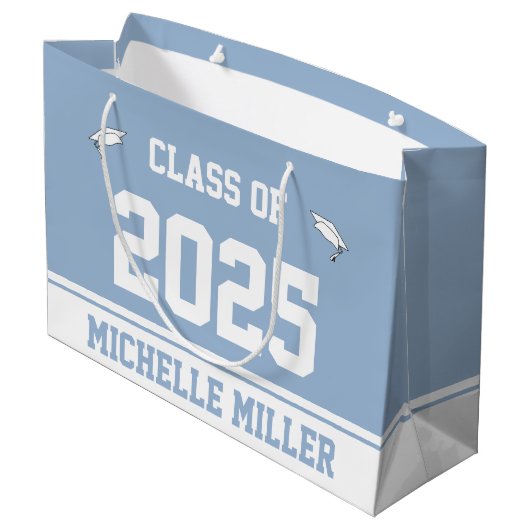 2023年のクラスと赤ちゃん青と白の名前 ラージペーパーバッグ (裏面アングル)