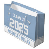 2023年のクラスと赤ちゃん青と白の名前 ラージペーパーバッグ (正面アングル)
