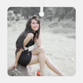 2023年のクラスのグリーンブラック&金ゴールド卒業写真 メタルオーナメント (裏面)