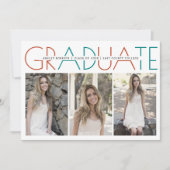 2023年のクラスのテラコッタとティール(緑がかった色)卒業写真 招待状 (正面)