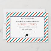 2023年のクラスのテラコッタとティール(緑がかった色)卒業写真 招待状 (裏面)