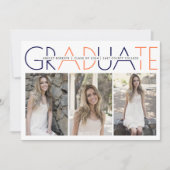 2023年のクラスのネイビーブルー、サンゴ卒業写真 招待状 (正面)