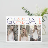 2023年のクラスのネイビーブルー、サンゴ卒業写真 招待状 (スタンド正面)