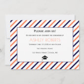 2023年のクラスのネイビーブルー、サンゴ卒業写真 招待状 (裏面)