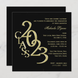 2023年のクラスエレガント金ゴールドとブラック 招待状